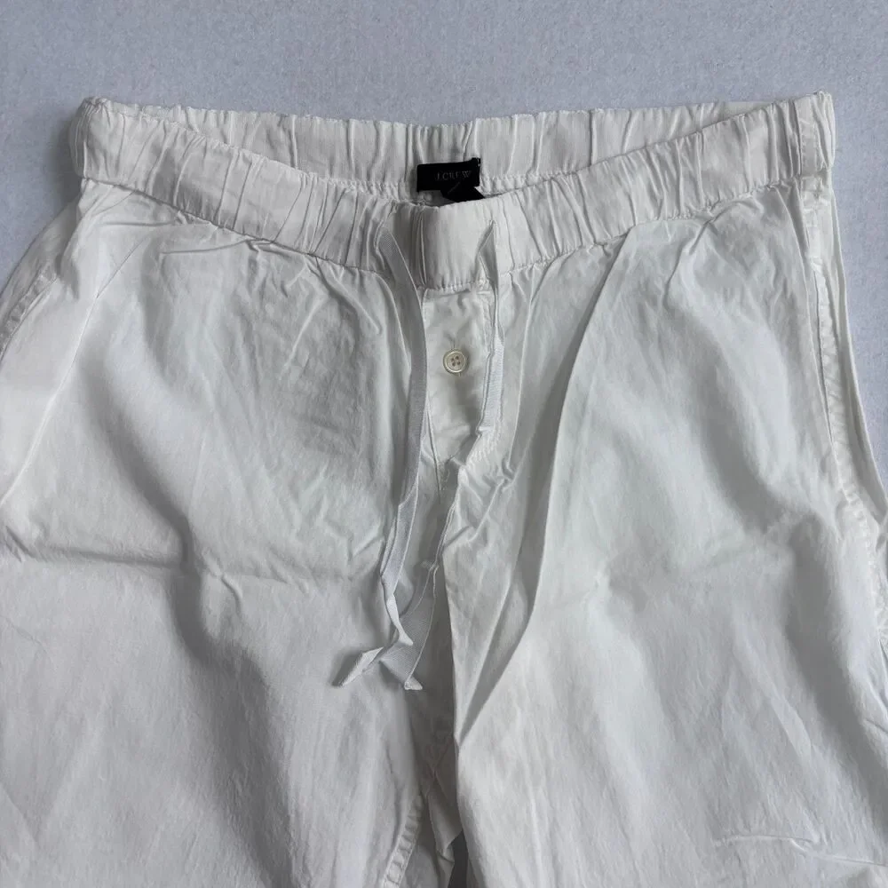 J. Crew Cotton Pajama Set Women's S White Short Sleeve Cropped Pants Preppy